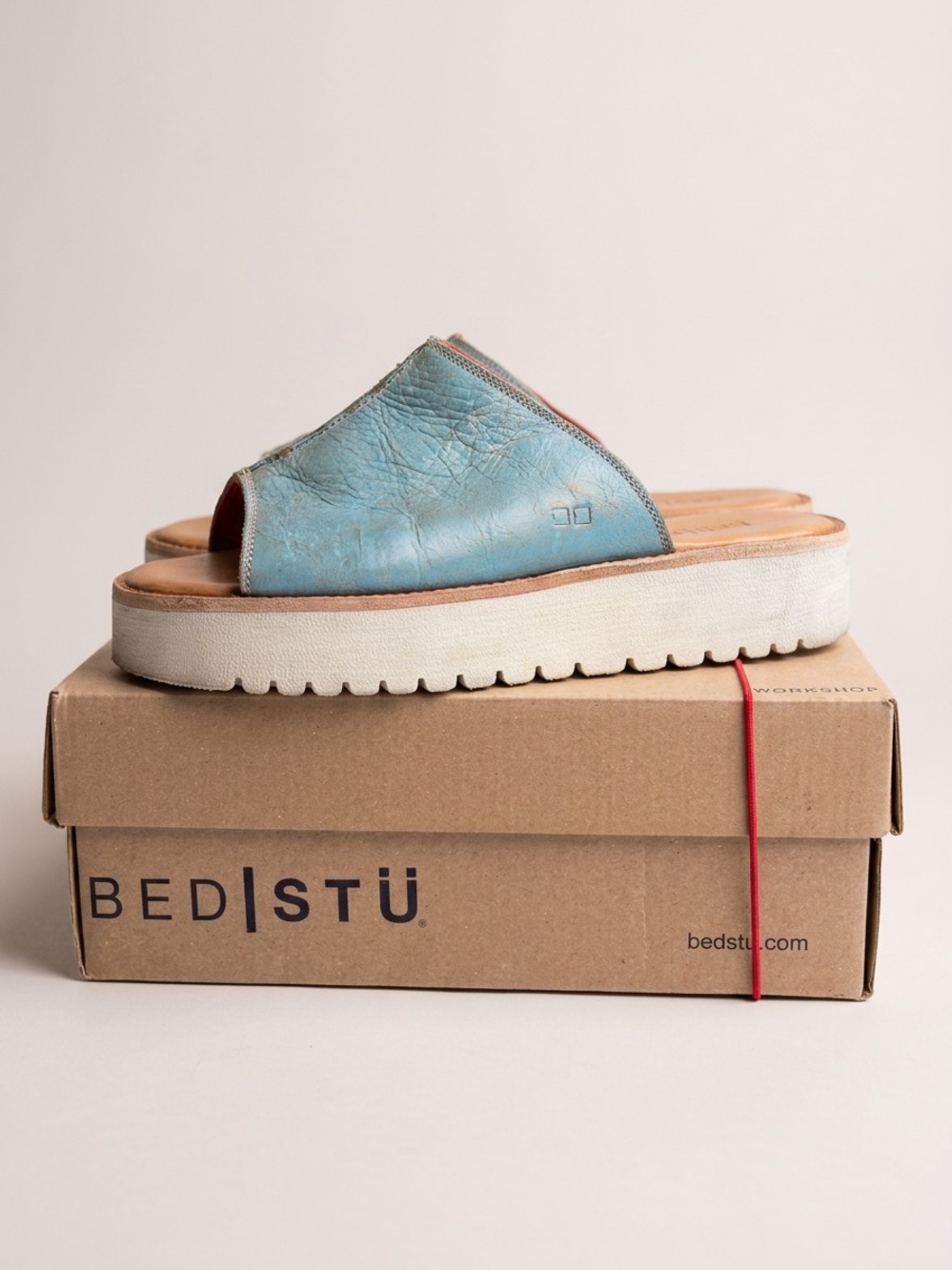 Bed|Stü Aqua Leather Slide Sandals - Picture 3 of 5